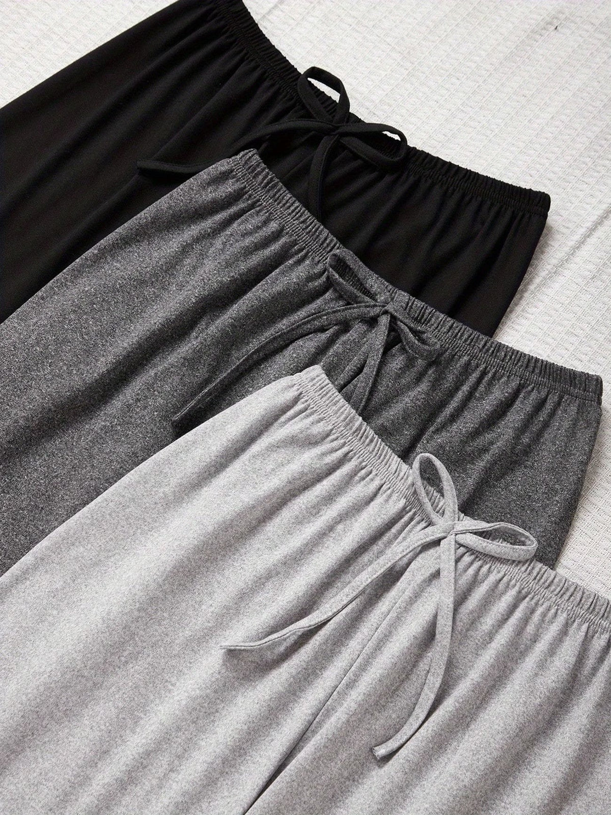 A New Minimalist Three-Color Set of Casual Women'S Pants with a Drawstring Waist, Perfect for Autumn. These Loose-Fitting Solid Home Pants Make a Great Gift